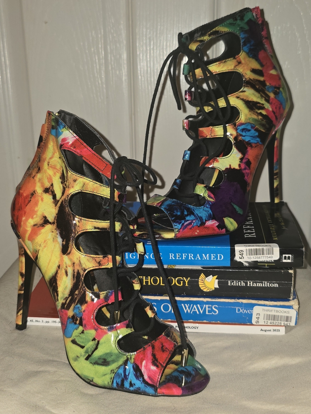 Steve Madden Cythia Floral Cage Lace Up Stiletto Heels Women’s Size 7